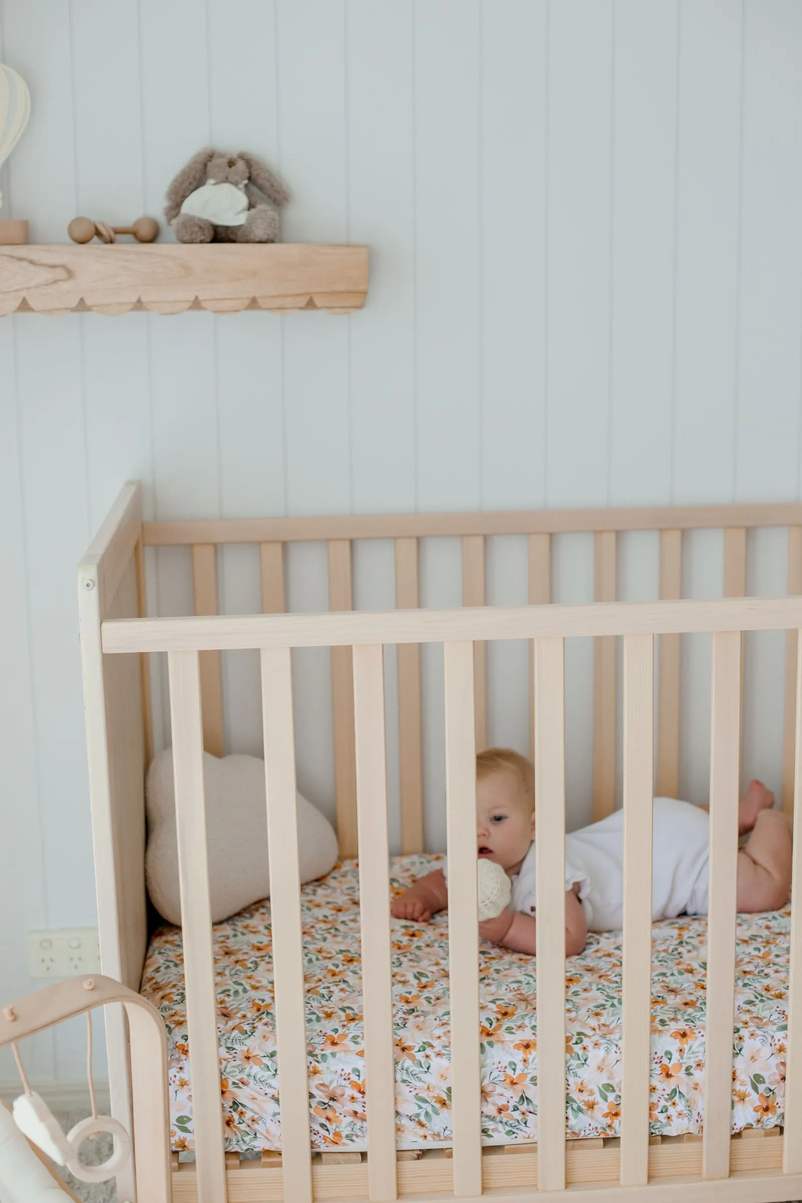 Bambella 2-in-1 Waterproof Cot Sheet & Mattress Protector | Bloom