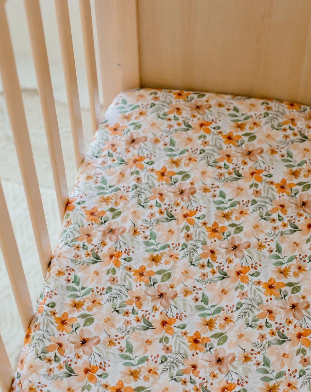 Bambella 2-in-1 Waterproof Cot Sheet & Mattress Protector | Bloom