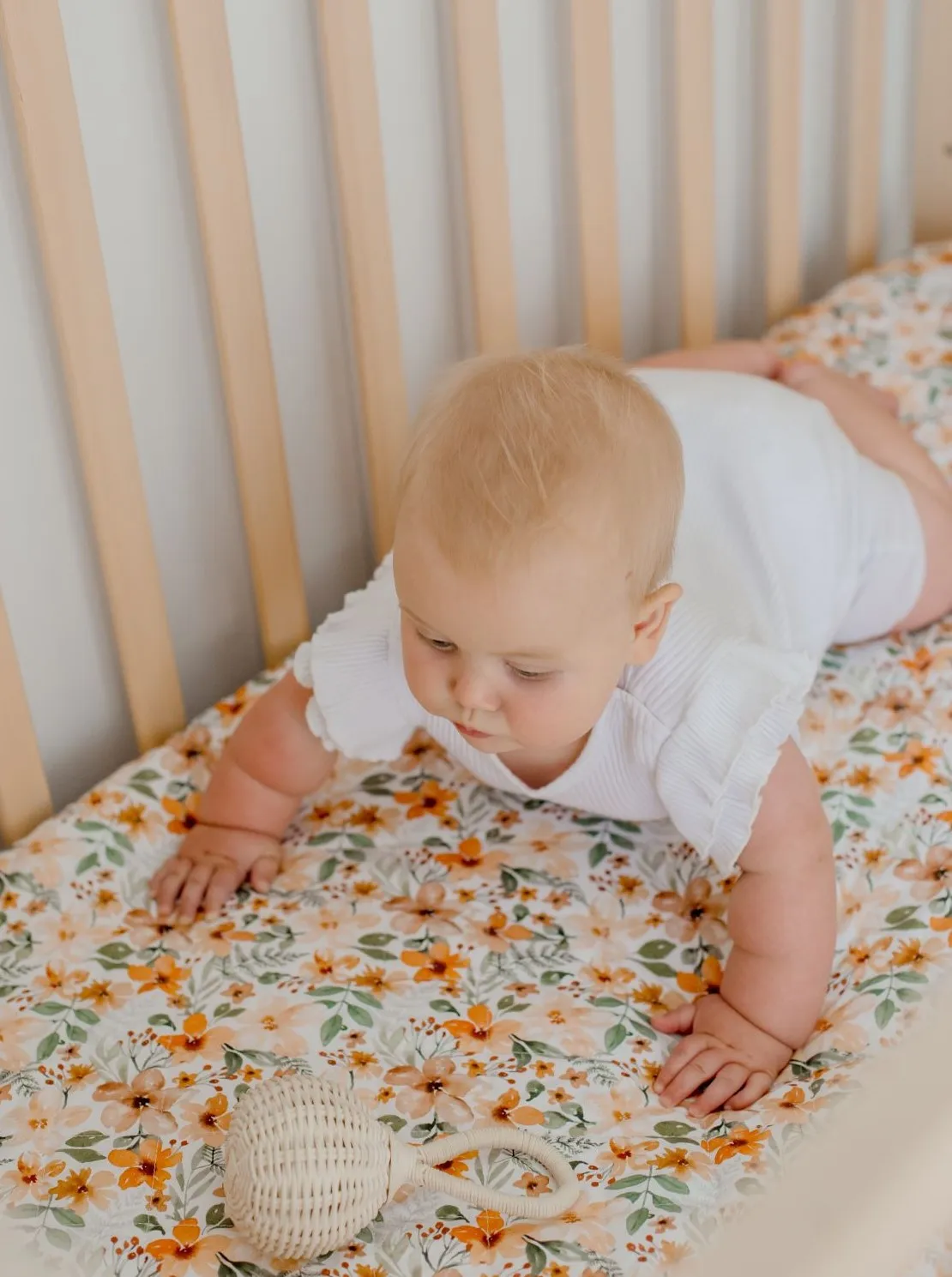 Bambella 2-in-1 Waterproof Cot Sheet & Mattress Protector | Bloom