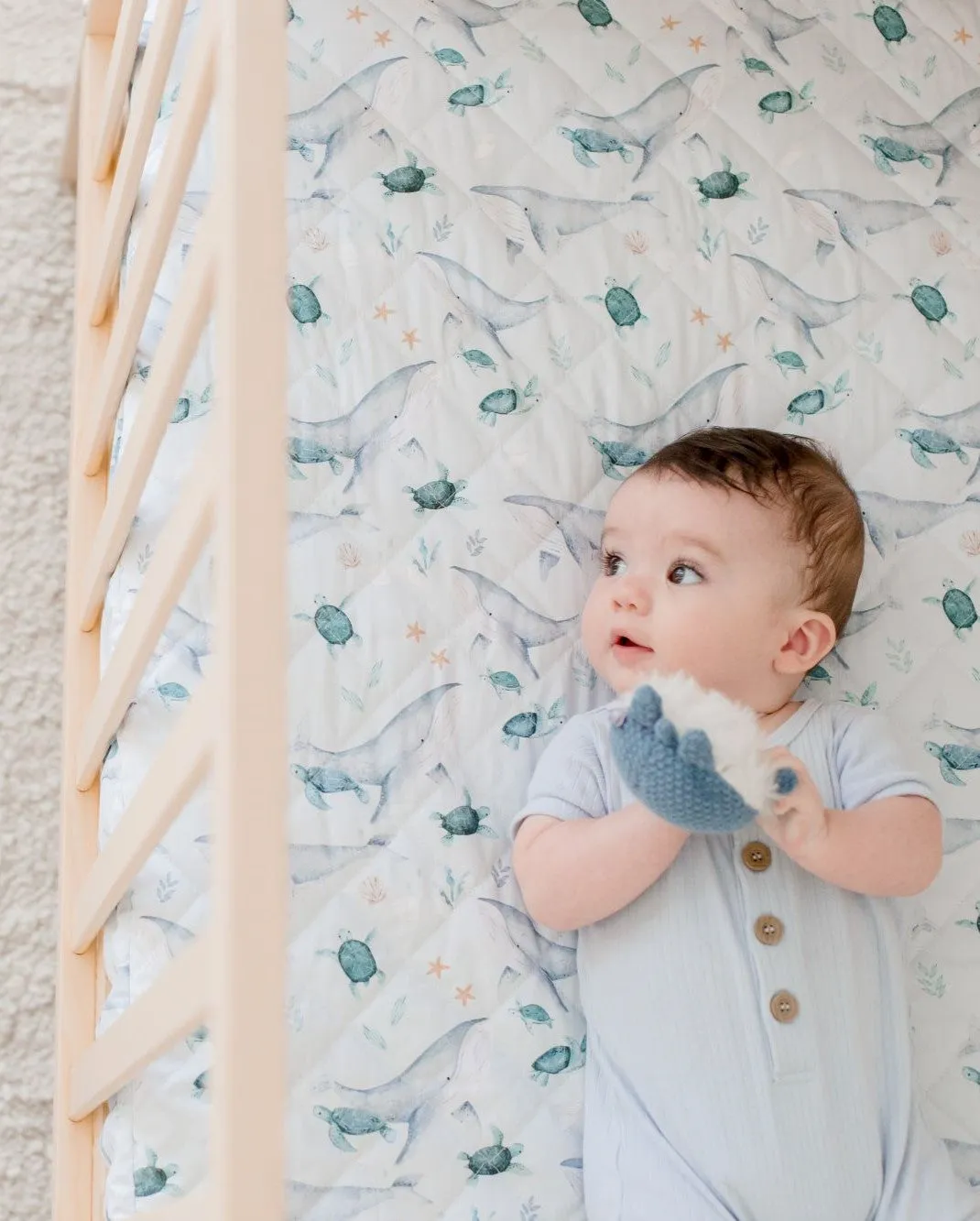 Bambella 2-in-1 Waterproof Cot Sheet & Mattress Protector | Turtle Bay