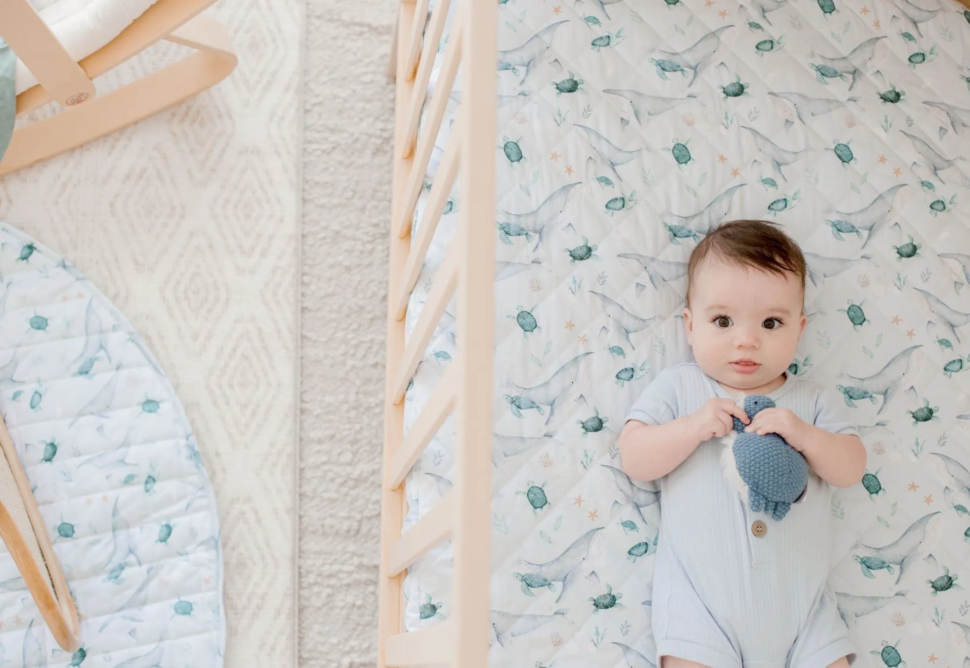 Bambella 2-in-1 Waterproof Cot Sheet & Mattress Protector | Turtle Bay
