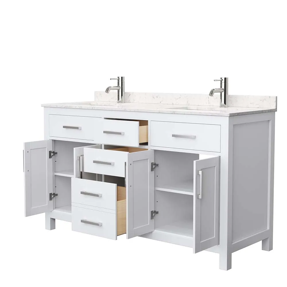 Beckett 60 Inch Double Bathroom Vanity in White