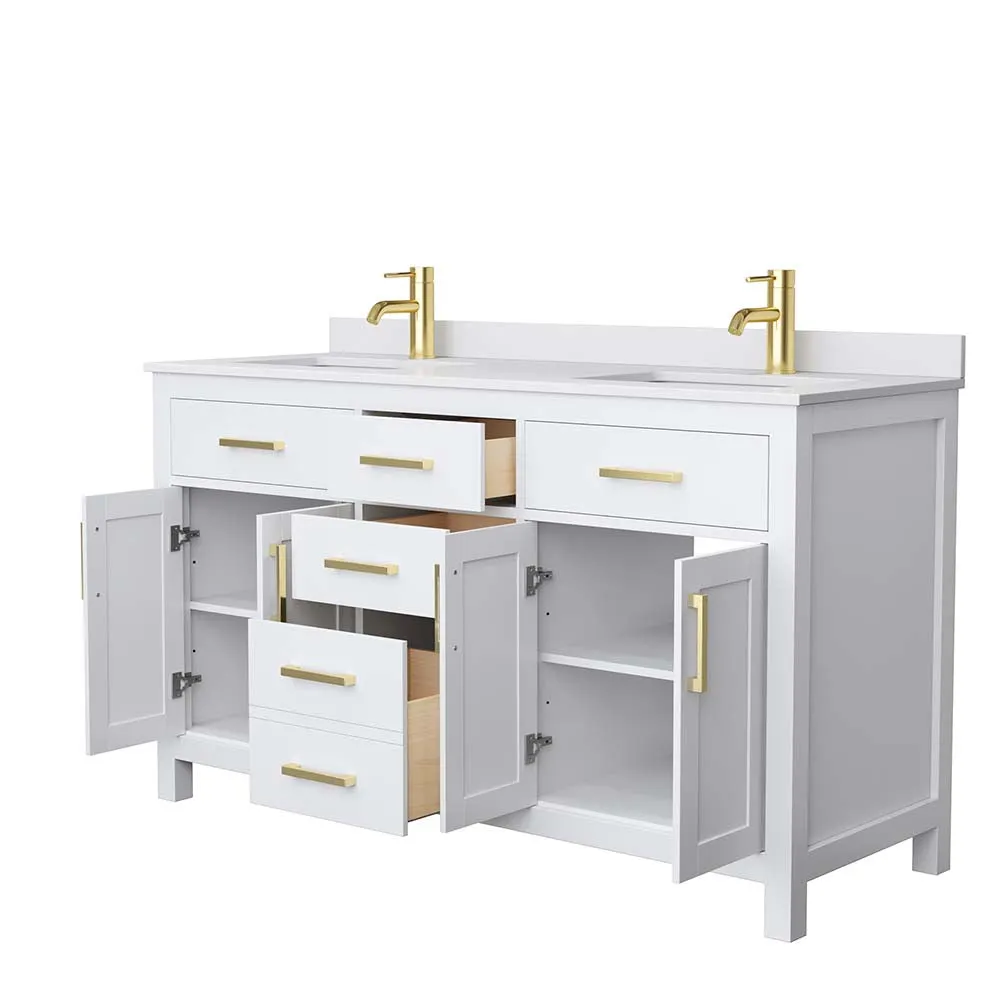 Beckett 60 Inch Double Bathroom Vanity in White