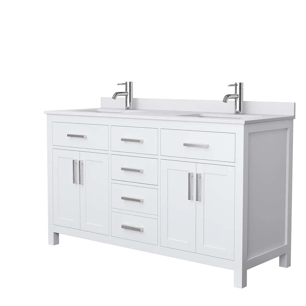 Beckett 60 Inch Double Bathroom Vanity in White
