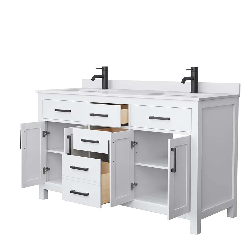 Beckett 60 Inch Double Bathroom Vanity in White
