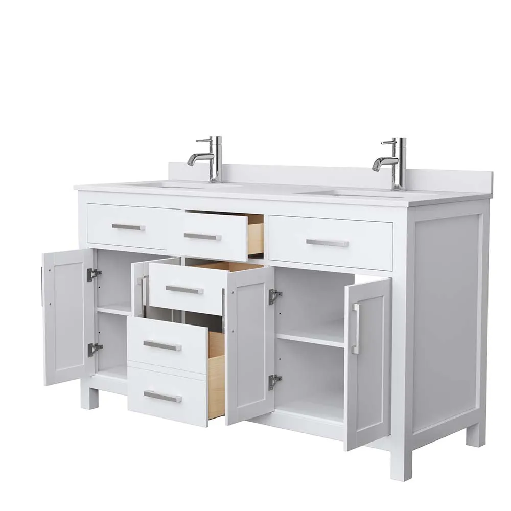 Beckett 60 Inch Double Bathroom Vanity in White