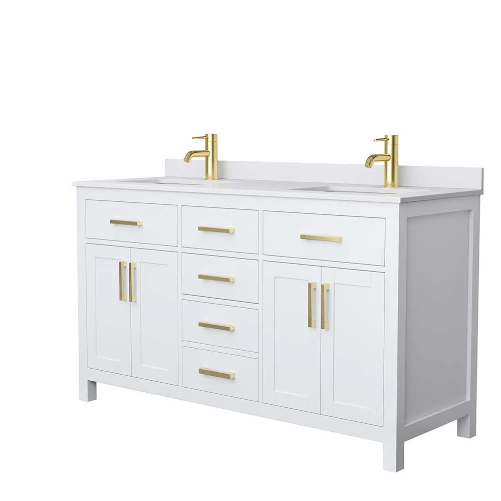 Beckett 60 Inch Double Bathroom Vanity in White