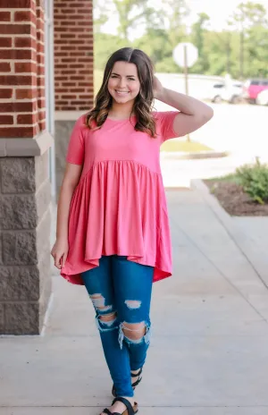 Believe in Me Babydoll Top in Desert Rose
