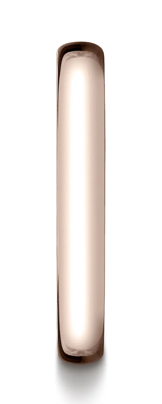 Benchmark 14K Rose Gold 3.5mm European Comfort-Fit Wedding Band Ring (Sizes 4 - 14 )