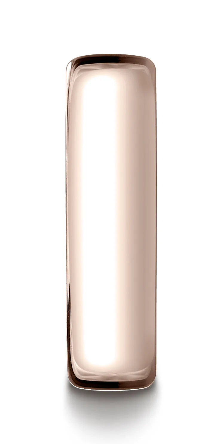 Benchmark 14K Rose Gold 6.5mm European Comfort-Fit Wedding Band Ring (Sizes 4 - 14 )