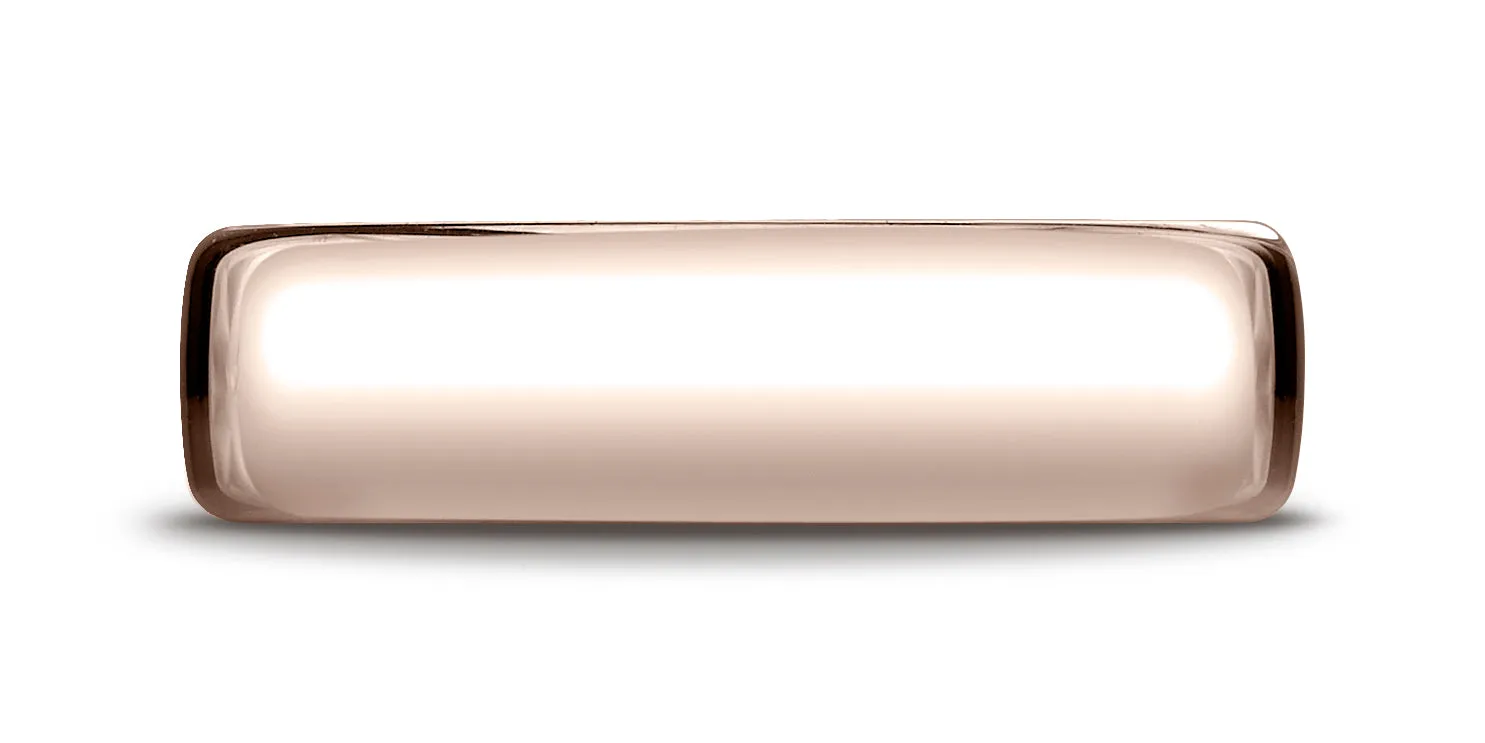 Benchmark 14K Rose Gold 6.5mm European Comfort-Fit Wedding Band Ring (Sizes 4 - 14 )