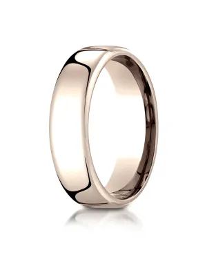 Benchmark 14K Rose Gold 6.5mm European Comfort-Fit Wedding Band Ring (Sizes 4 - 14 )