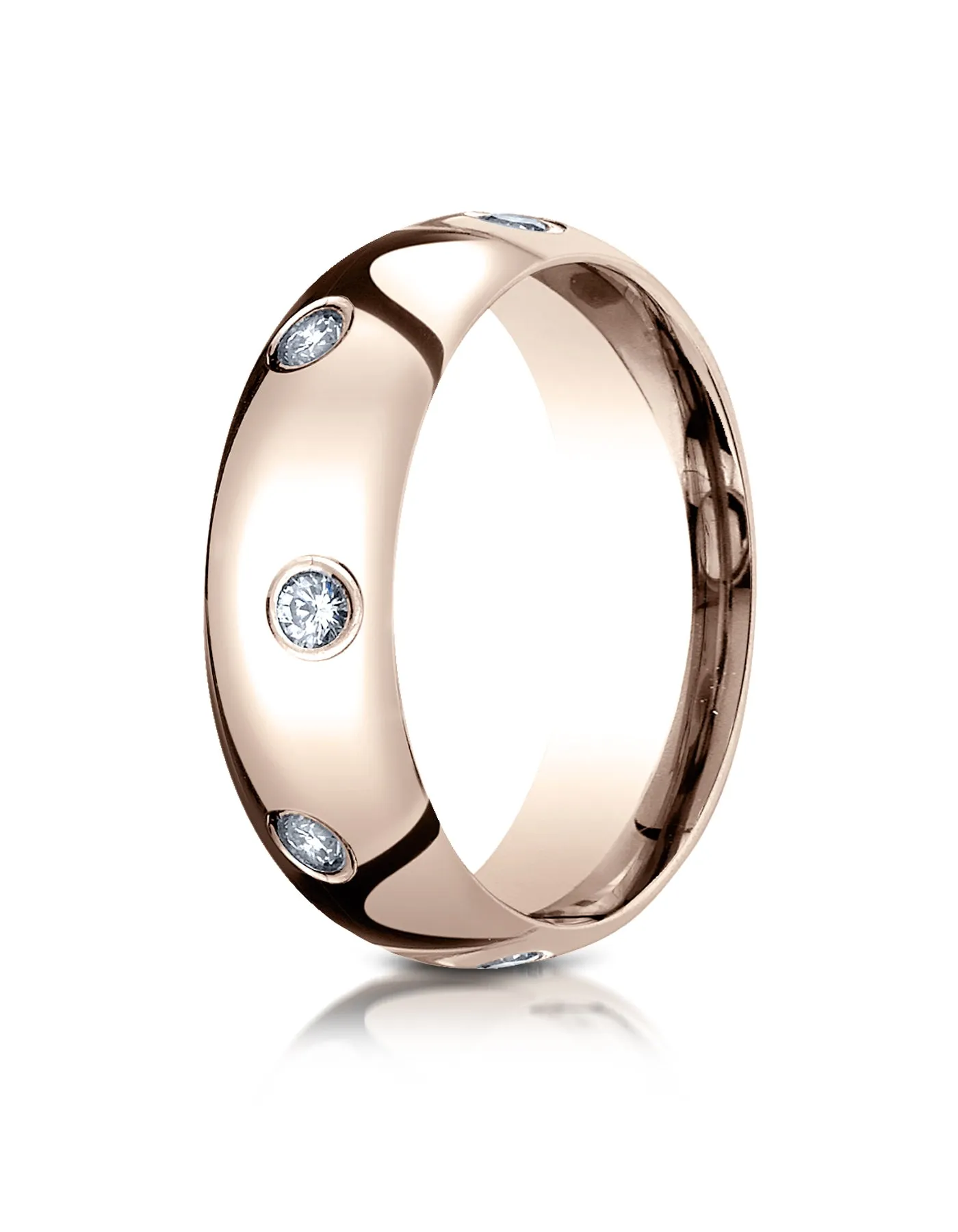Benchmark 14K Rose Gold 6mm Comfort-Fit Burnish Set 8-Stone Diamond Eternity Wedding Ring (0.32 ct.)