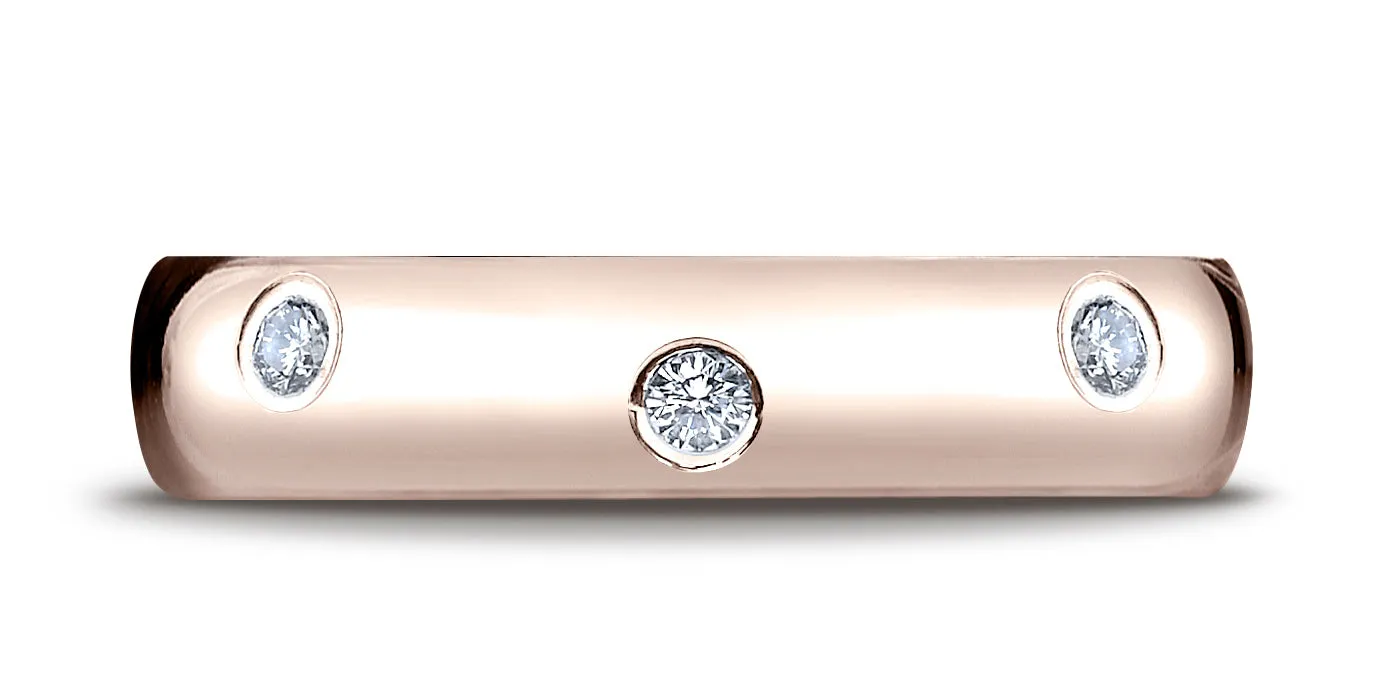 Benchmark 14K Rose Gold 6mm Comfort-Fit Burnish Set 8-Stone Diamond Eternity Wedding Ring (0.32 ct.)