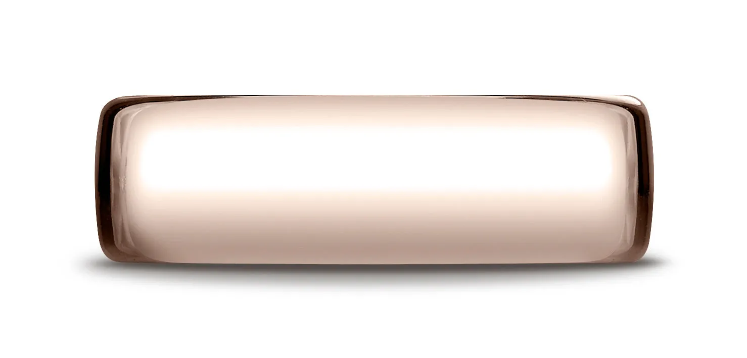 Benchmark 14K Rose Gold 7.5mm European Comfort-Fit Wedding Band Ring (Sizes 4 - 14 )