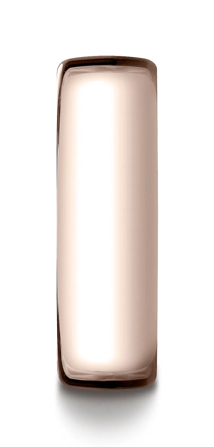 Benchmark 14K Rose Gold 7.5mm European Comfort-Fit Wedding Band Ring (Sizes 4 - 14 )