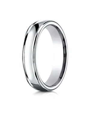 Benchmark 14K White Gold 4mm Comfort-Fit Satin-Finished High Polish Finish Round Edge Design Wedding Band