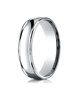 Benchmark 14K White Gold 6mm Comfort-Fit High Polish Finish Round Edge Design Wedding Band Ring