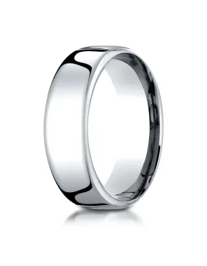 Benchmark 14K White Gold 7.5mm European Comfort-Fit Wedding Band Ring (Sizes 4 - 14 )