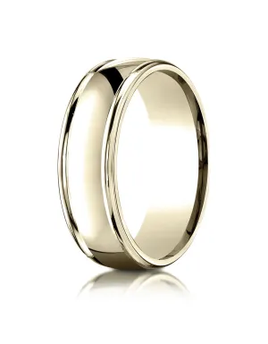 Benchmark 14k Yellow Gold 7mm Comfort-Fit high polish finish round edge Design band, (Sizes 4-15)