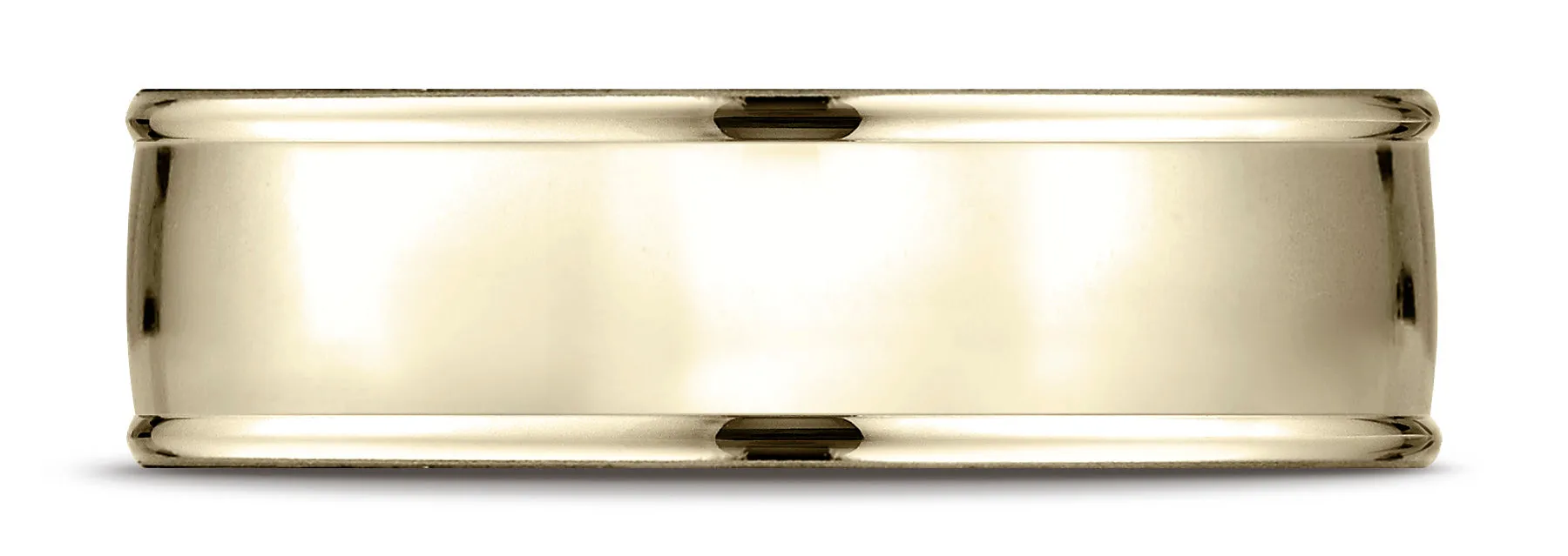 Benchmark 14k Yellow Gold 7mm Comfort-Fit high polish finish round edge Design band, (Sizes 4-15)