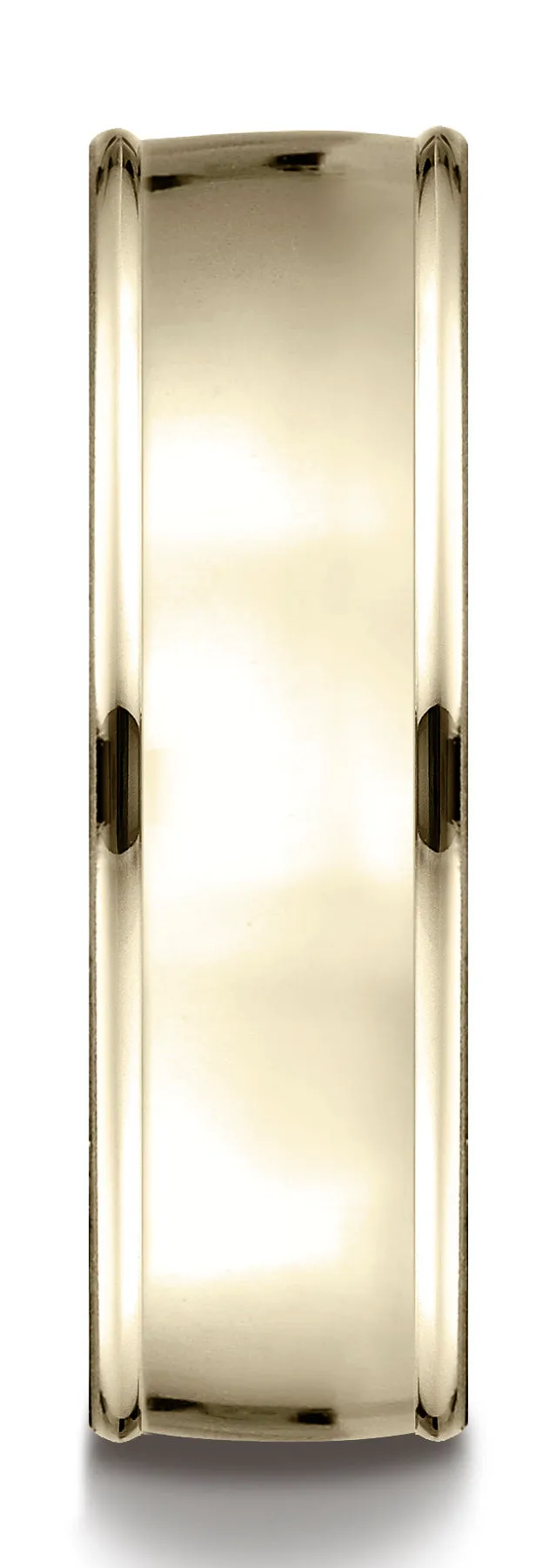 Benchmark 14k Yellow Gold 7mm Comfort-Fit high polish finish round edge Design band, (Sizes 4-15)