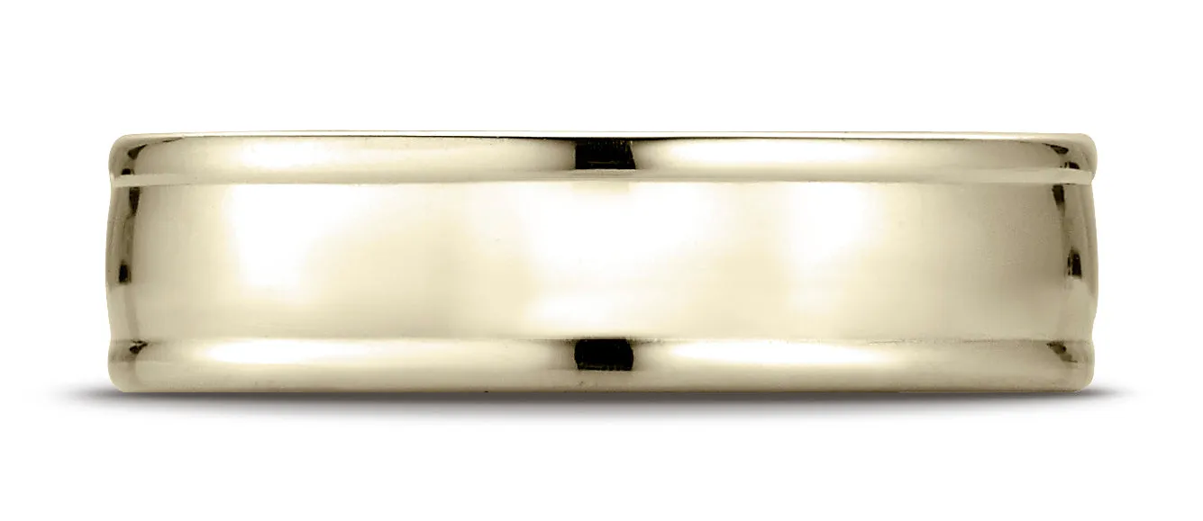 Benchmark 18K Yellow Gold 6mm Comfort-Fit High Polish Finish Round Edge Design Wedding Band Ring