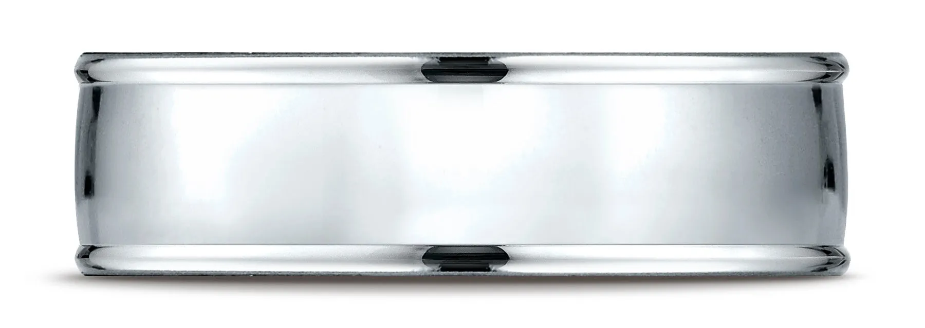 Benchmark Palladium 7mm Comfort-Fit high polish finish round edge Design band, (Sizes 4-15)