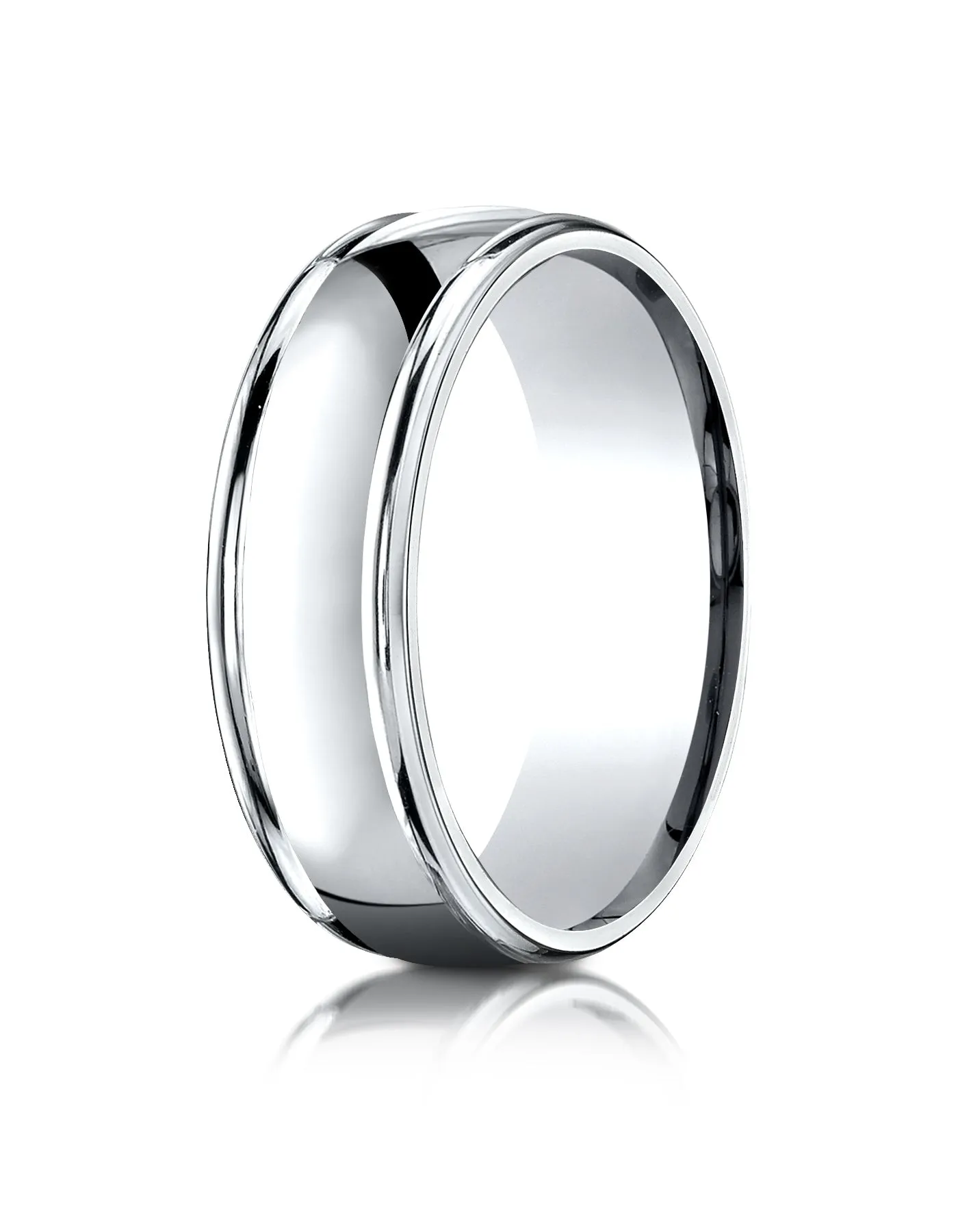 Benchmark Palladium 7mm Comfort-Fit high polish finish round edge Design band, (Sizes 4-15)