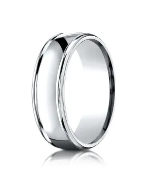 Benchmark Palladium 7mm Comfort-Fit high polish finish round edge Design band, (Sizes 4-15)