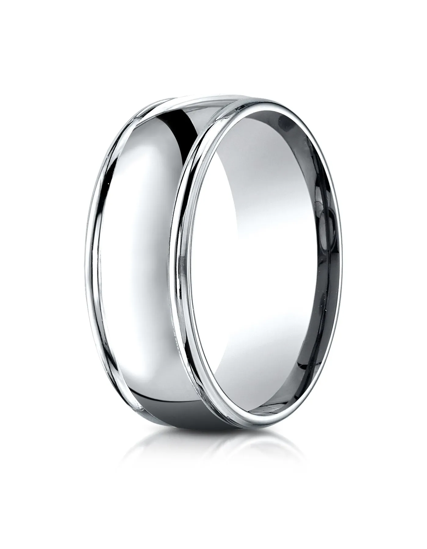 Benchmark Palladium 8mm Comfort-Fit High Polish Finish Round Edge Design Wedding Band Ring