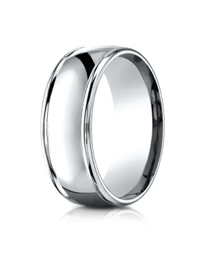 Benchmark Palladium 8mm Comfort-Fit High Polish Finish Round Edge Design Wedding Band Ring