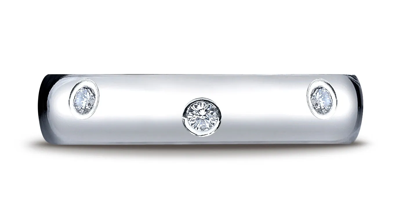 Benchmark Platinum 6mm Comfort-Fit Burnish Set 8-Stone Diamond Eternity Wedding Band Ring (0.32 ct.)