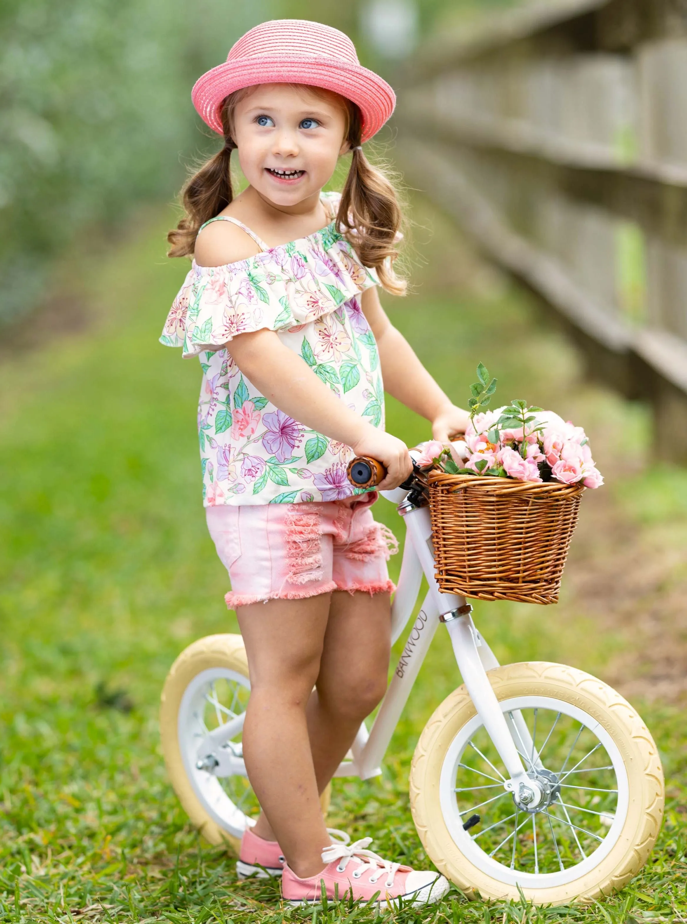 Blossom Dream Ombre Denim Shorts Set