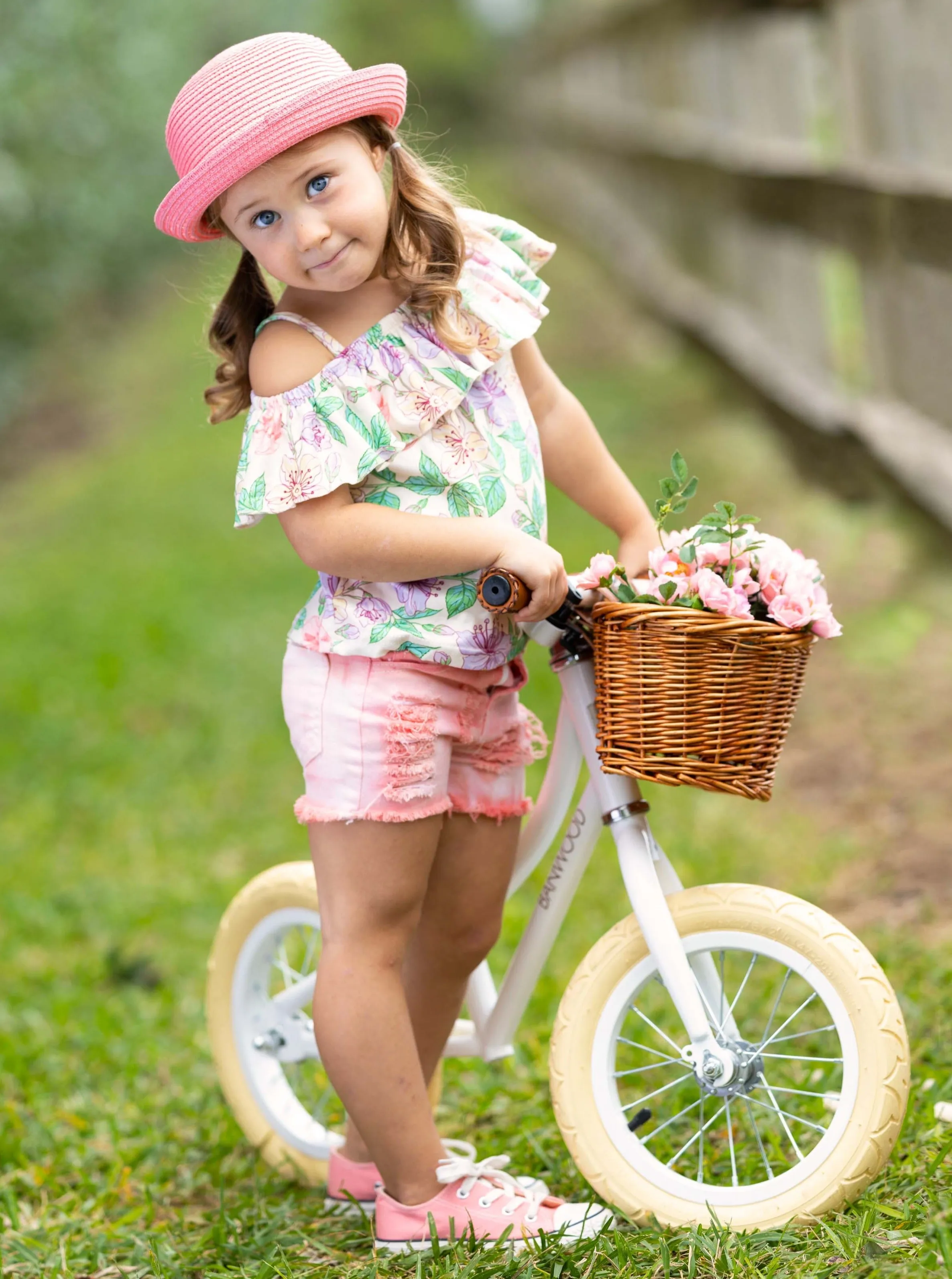Blossom Dream Ombre Denim Shorts Set