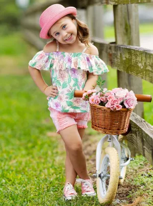 Blossom Dream Ombre Denim Shorts Set