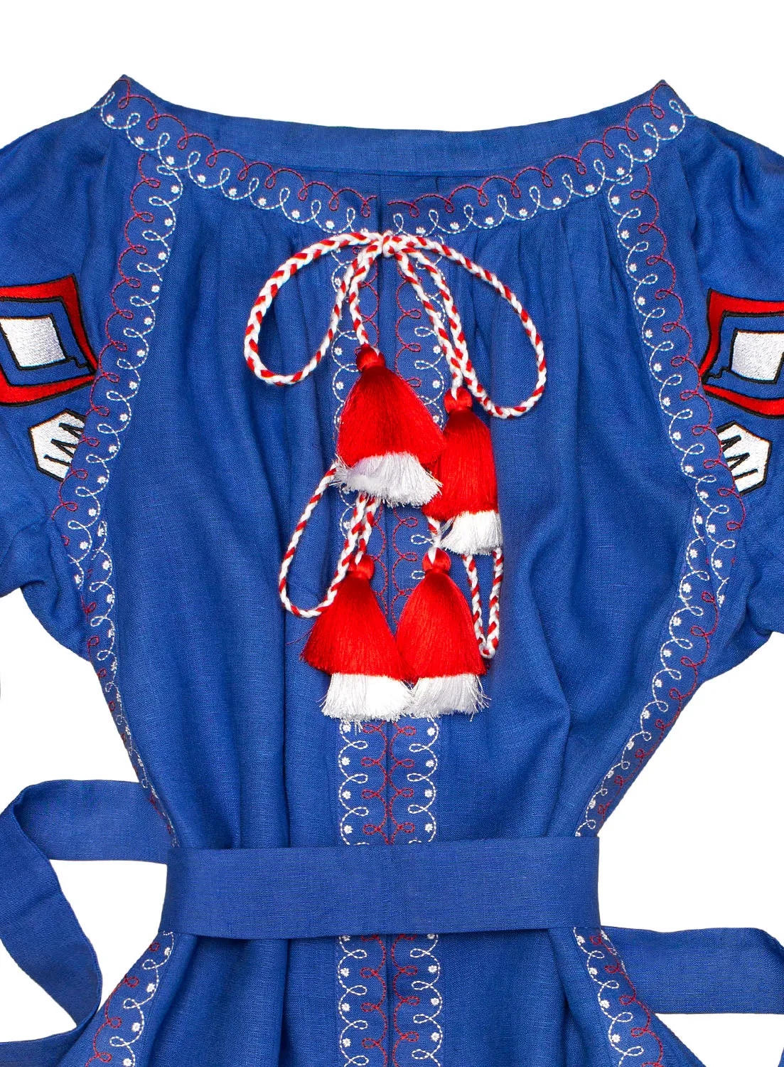 Blue Boho style Kaftan with embroidery