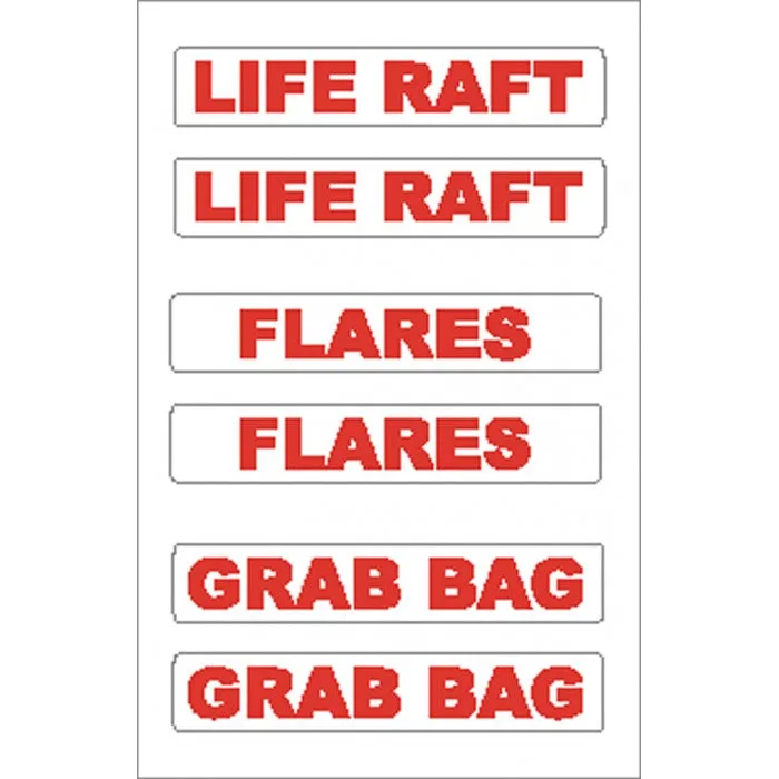 Boat Sticker - Life Raft/Flares/Generator (S)