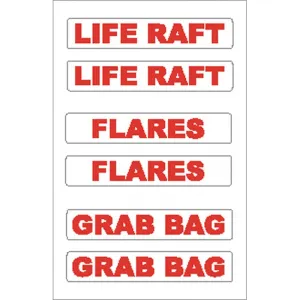 Boat Sticker - Life Raft/Flares/Generator (S)