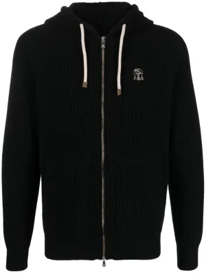 Brunello Cucinelli zipped ribbed cashmere hoodie