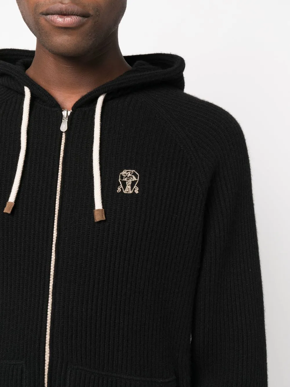 Brunello Cucinelli zipped ribbed cashmere hoodie