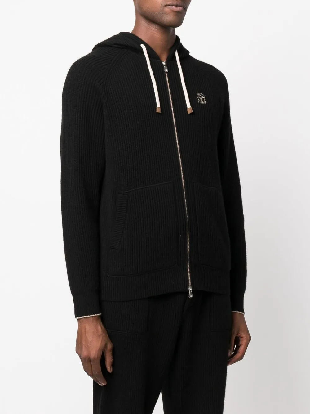 Brunello Cucinelli zipped ribbed cashmere hoodie