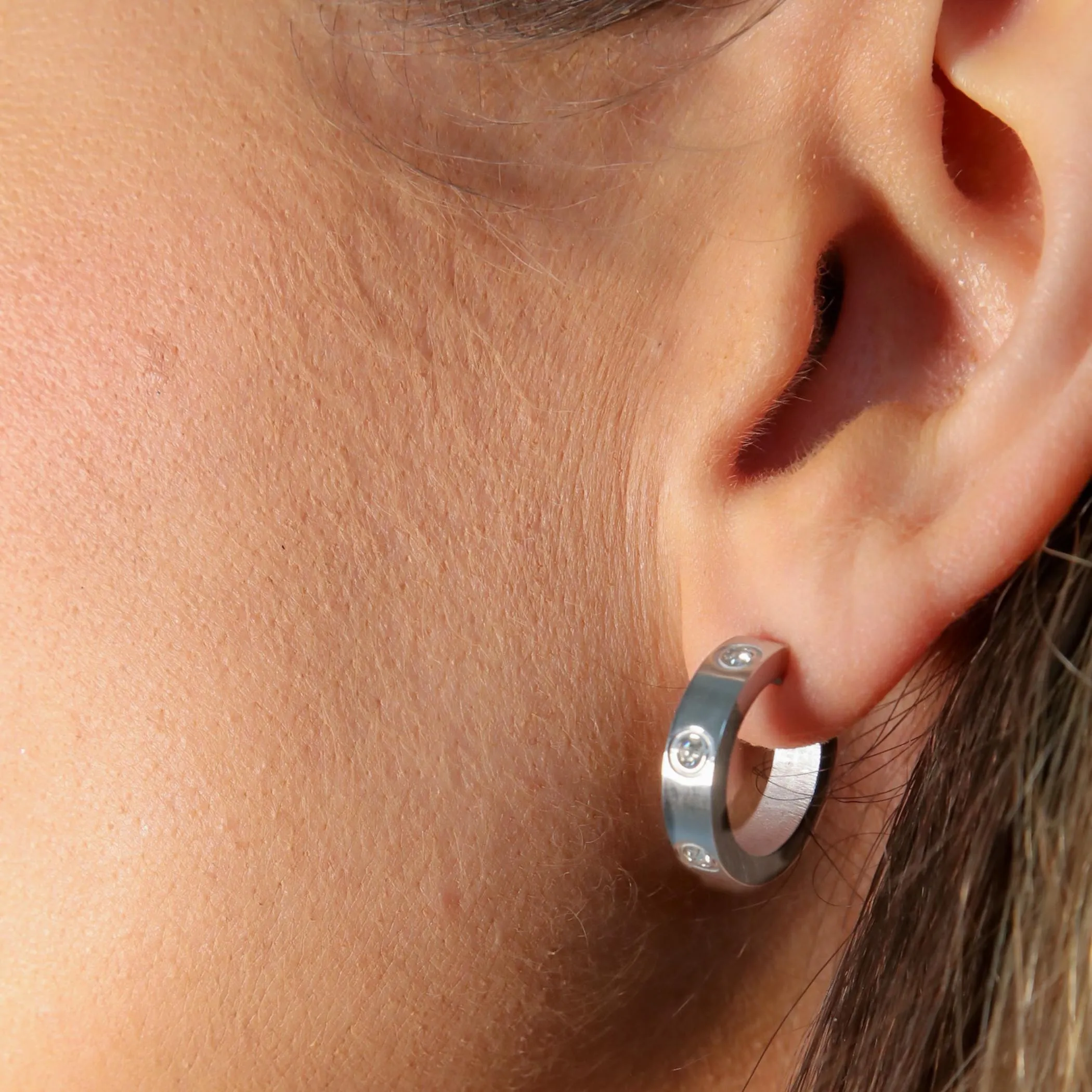 Cali Crystal Hoops, Silver