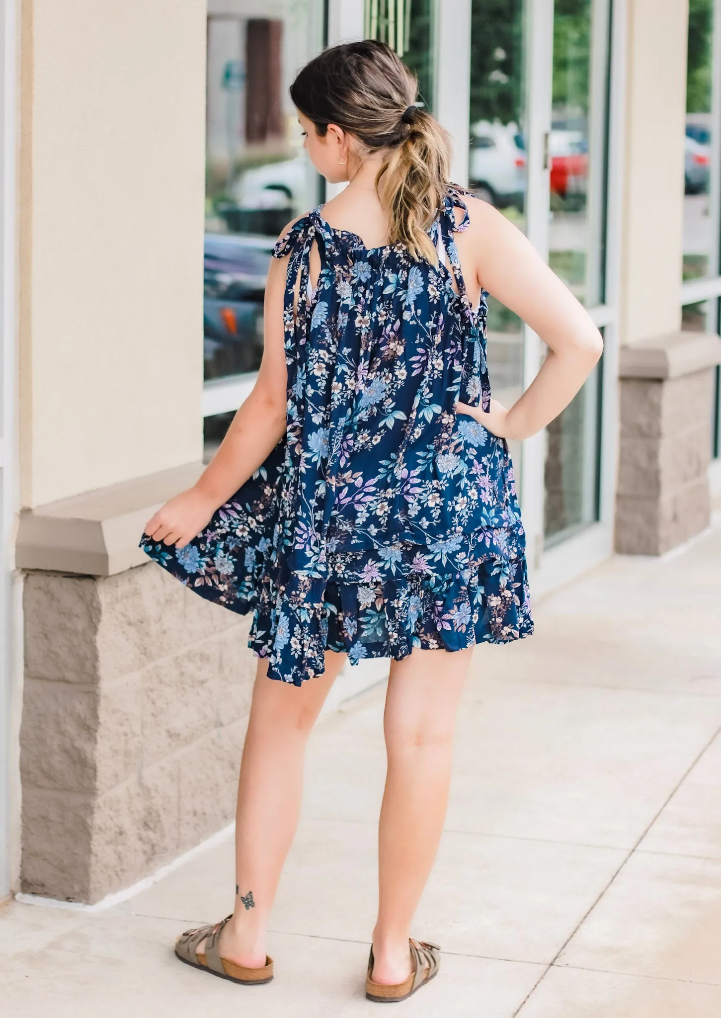 Catch a Break Navy Floral Dress