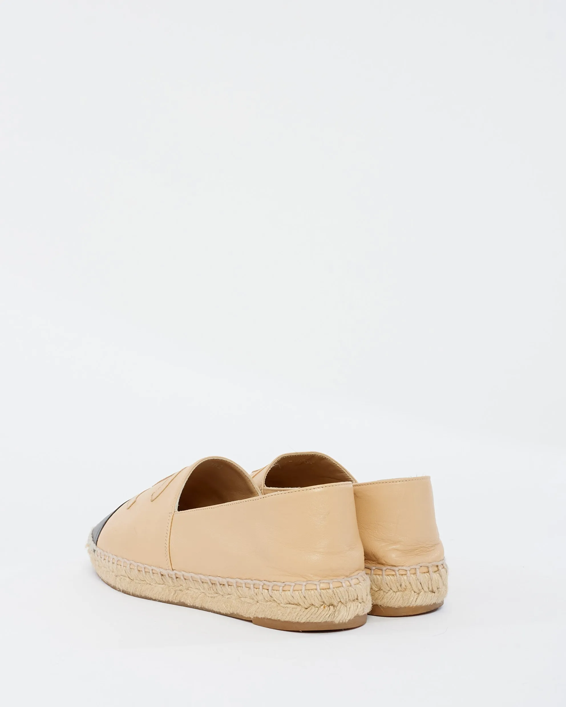 Chanel Beige Leather Espadrille Shoes - 39