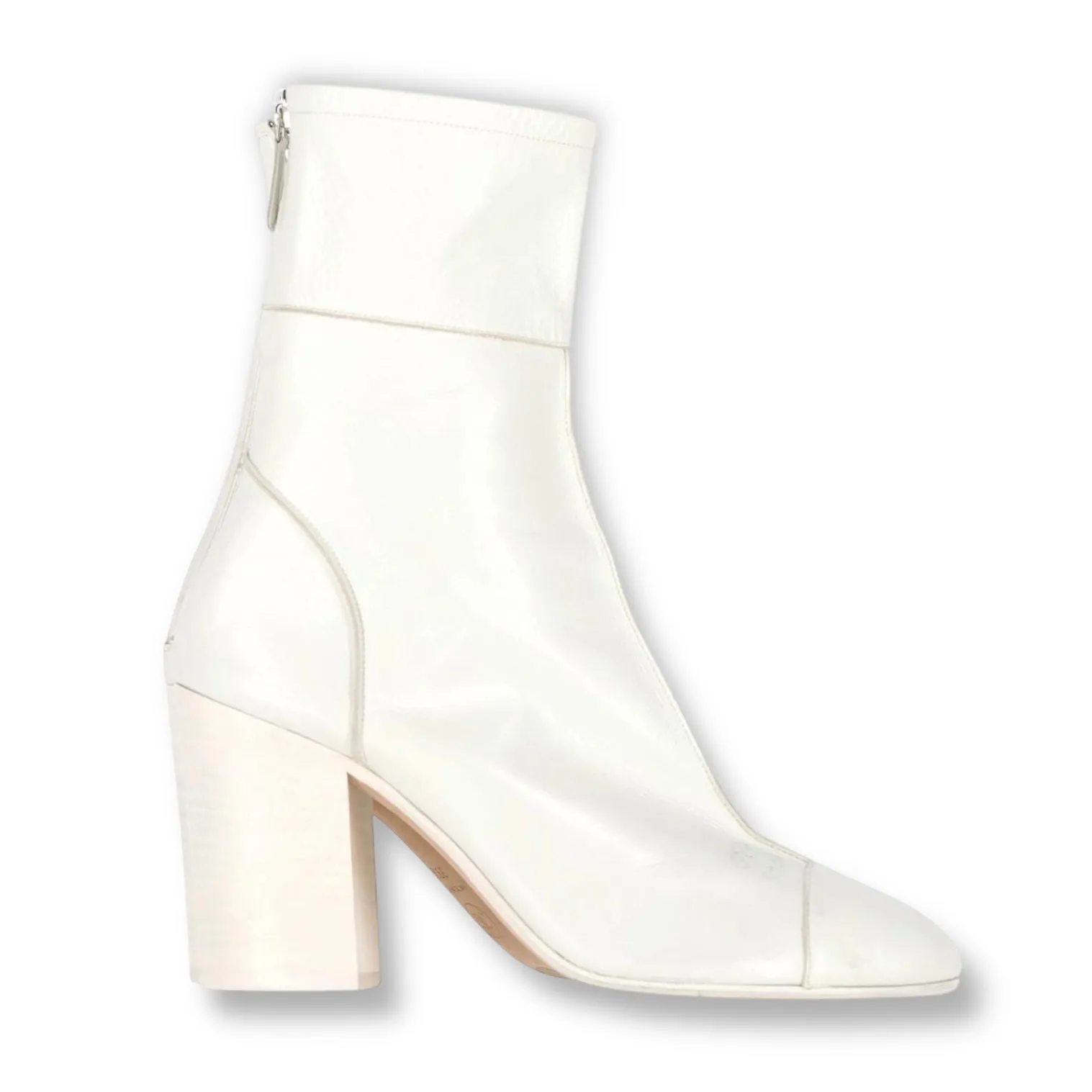 Chanel Shoes, White Leather Heeled Boots (size 39)