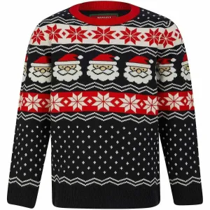 Christmas Santa Head Fairisle Junior Christmas Jumper - Ink