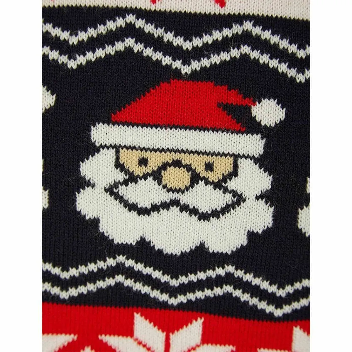Christmas Santa Head Fairisle Junior Christmas Jumper - Ink