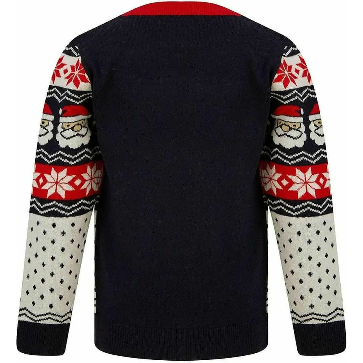 Christmas Santa Head Fairisle Junior Christmas Jumper - Red