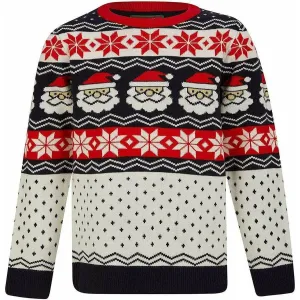 Christmas Santa Head Fairisle Junior Christmas Jumper - Red